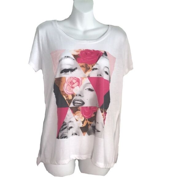 Marilyn Monroe Graphic Tee Short Sleeve Tee White - Picture 1 of 12
